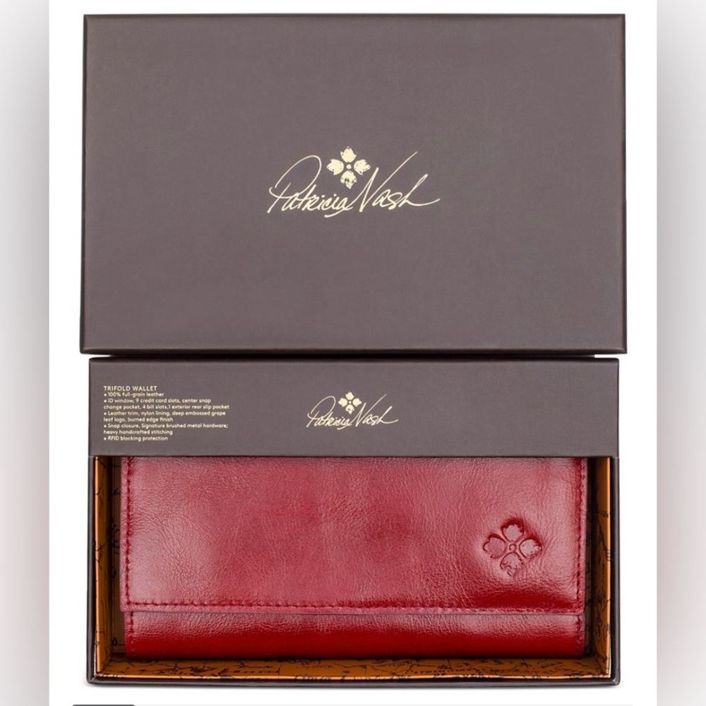 BNWT Patricia Nash Boxed Terresa Red Leather Wallet
